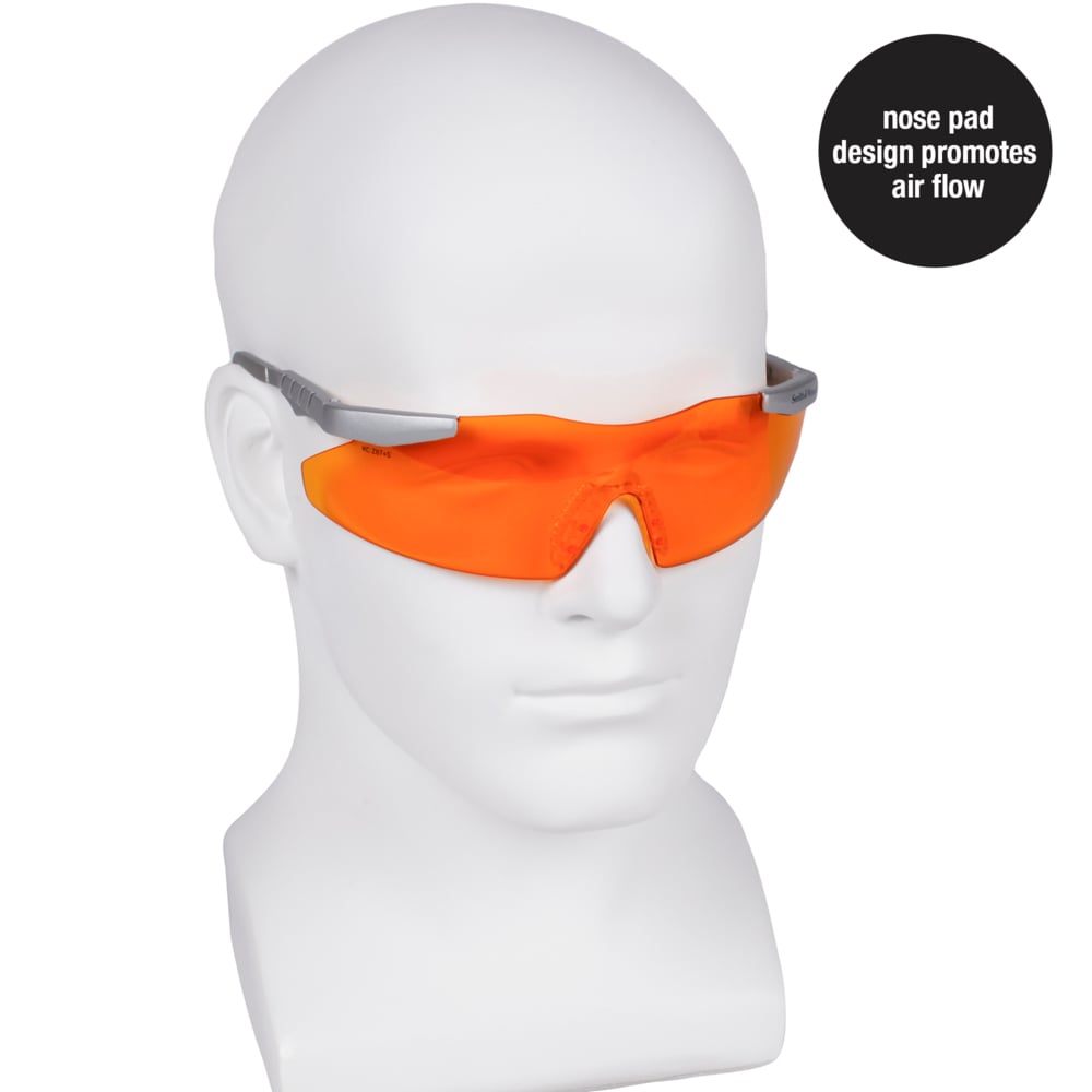 Smith & Wesson® Safety Glasses (19829), Magnum 3G Safety Eyewear, Orange Lenses with Platinum Frame, 12 Units / Case - 19829