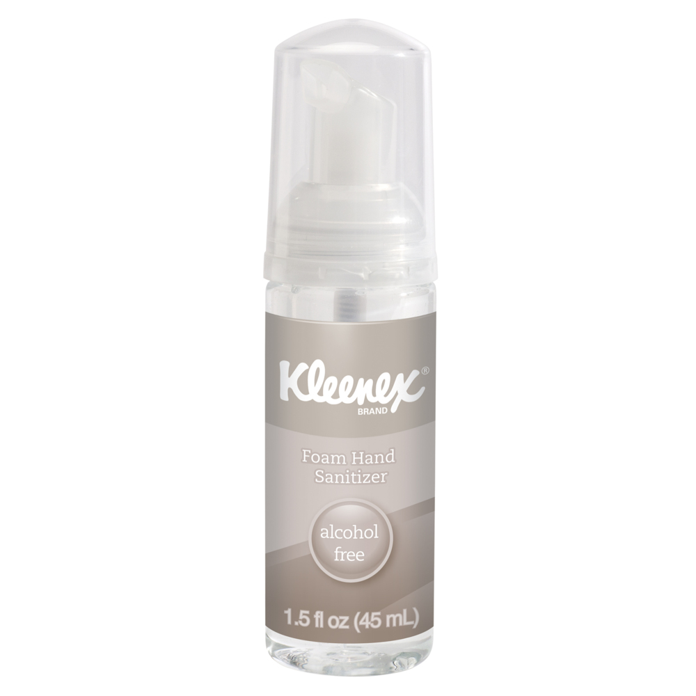 Kleenex® Foam Hand Sanitizer (34136), Alcohol Free, Clear, Unscented, 1.5 OZ. Pump Bottle, 12 Bottles / Case - 34136