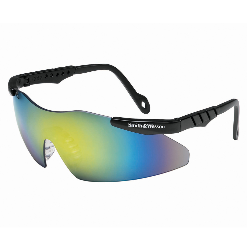 Smith & Wesson® Magnum® 3G Safety Glasses (19940), with Mirror Coating, Green Mirror Lenses, Black Frame, Unisex for Men and Women (Qty 12) - 19940