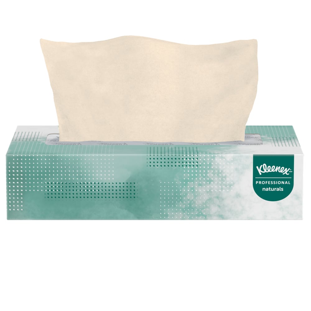 Mouchoir Kleenex® Professional Naturals (21601), 2 épaisseurs, blancs, boîtes de mouchoirs plates pour les entreprises (125 mouchoirs/boîte, 48 boîtes/caisse, 6 000 mouchoirs/caisse) - 21601