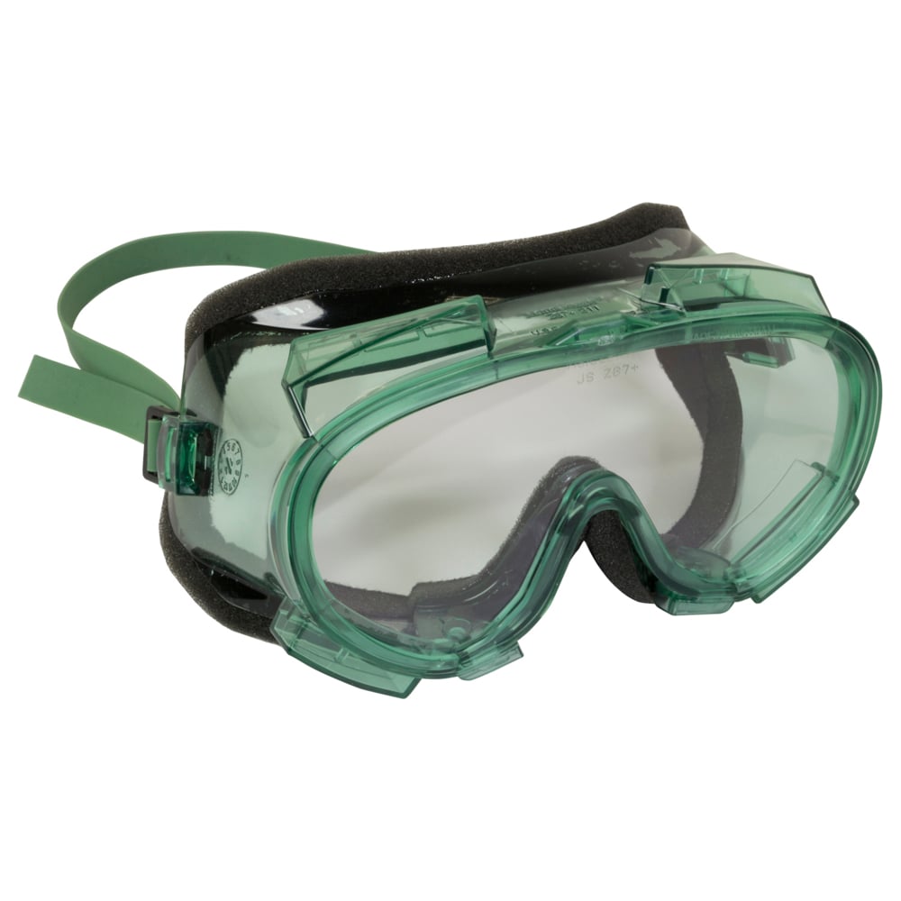 KleenGuard™ V80 Monogoggle™ 211 Safety Goggles (16668), with Anti-Fog Coating, Clear Lens, Green Frame, Foam Lined, Unisex for Men and Women (Qty 36) - 16668
