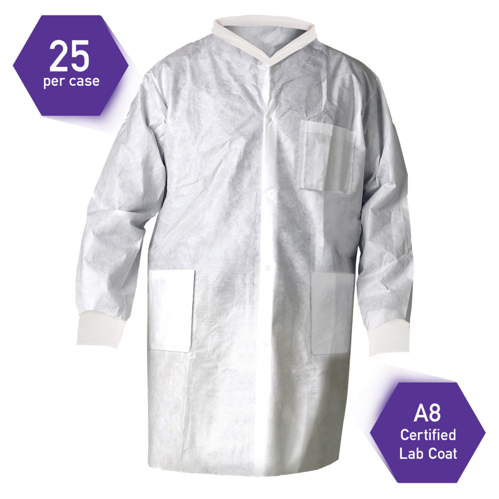 Kimtech™ A8 Certified Lab Coats with Knit Cuffs and Collar (10022 ...