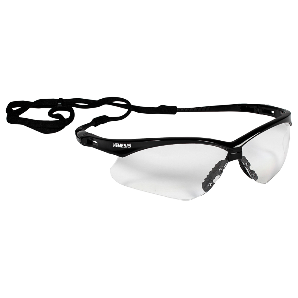 KleenGuard™ V30 Nemesis Safety Glasses (25679), Clear Anti-Fog Lens with Black Frame, 12 Pairs / Case