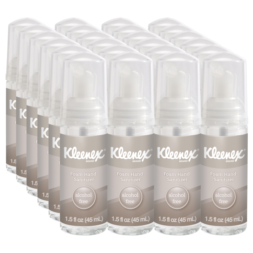 Kleenex® Alcohol Free Foam Hand Sanitizer (34136), Clear, Unscented, 1.5 OZ. Pump Bottle, 12 Bottles / Case - 34136