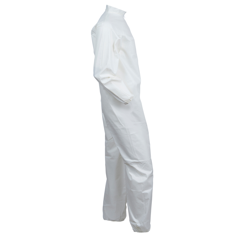 KleenGuard™ A40 Liquid & Particle Protection Coveralls (44314), Zipper Front, Elastic Wrists & Ankles, White, XL (Qty 25) - 44314