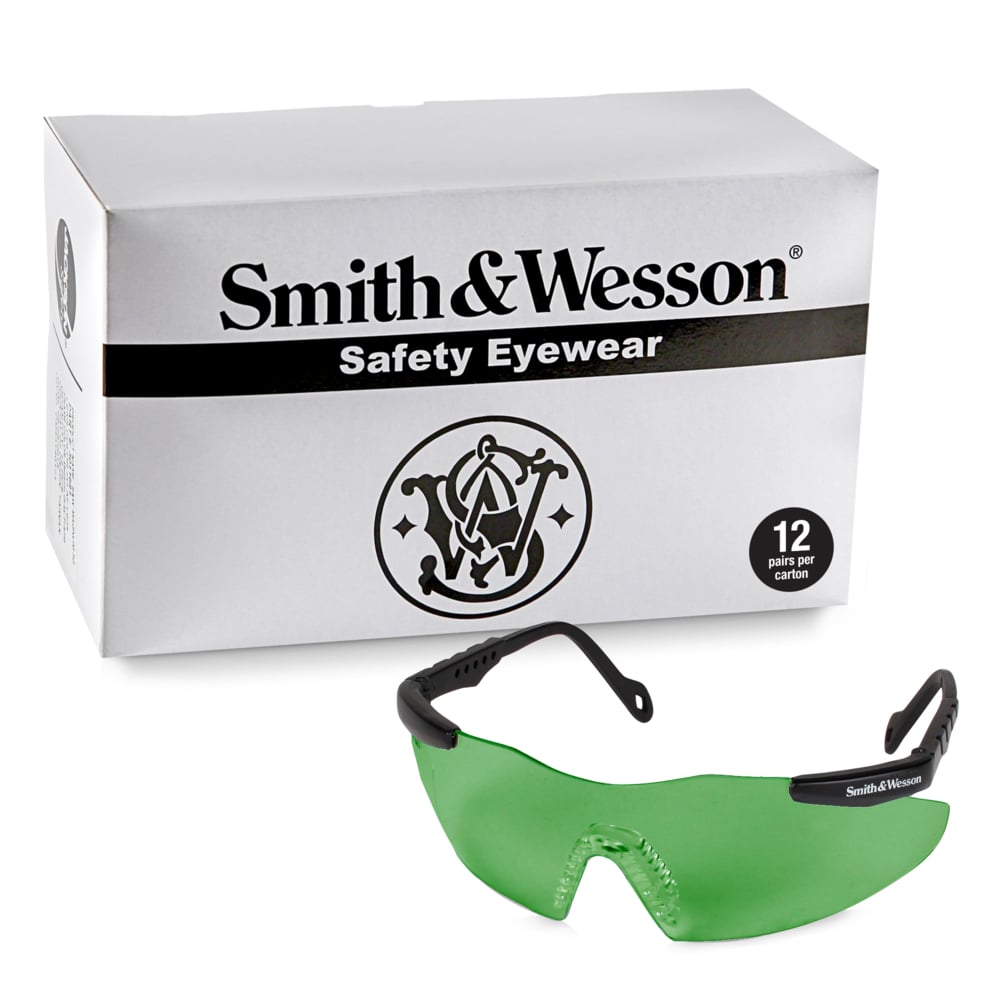 Smith & Wesson® Safety Glasses (19792), Magnum 3G Safety Eyewear, IRUV Shade 3.0 Lenses with Black Frame, 12 Units / Case - 19792