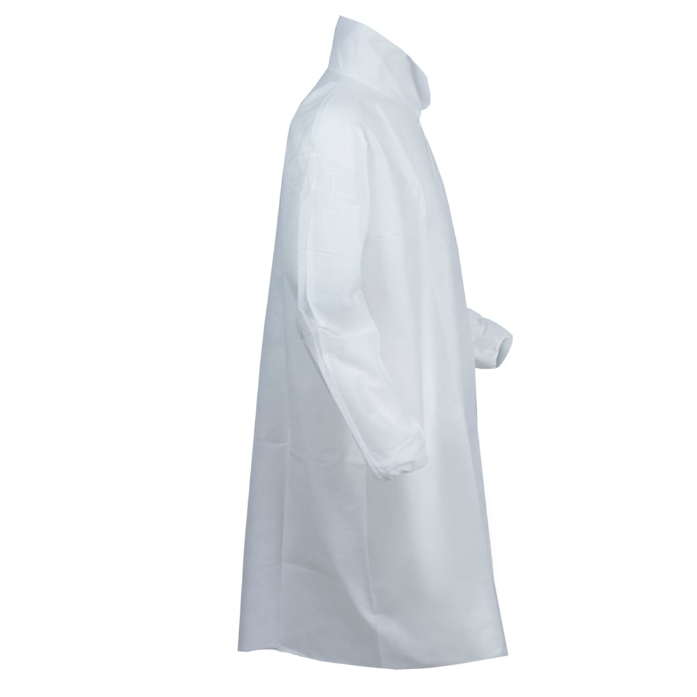 KleenGuard™ A10 Light Duty Lab Coat (40103), Snap Front, Elastic Wrists, Large, White, 50 Coats / Case - 40103