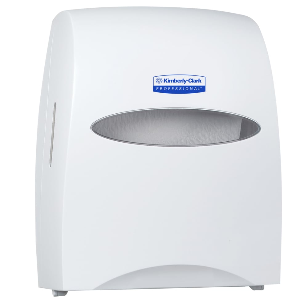 Kimberly-Clark Professional™ Sanitouch Manual Hard Roll Towel Dispenser (09991), White, for 1.5" Core Roll Towels, 12.63" x 16.13" x 10.2" (Qty 1) - 09991