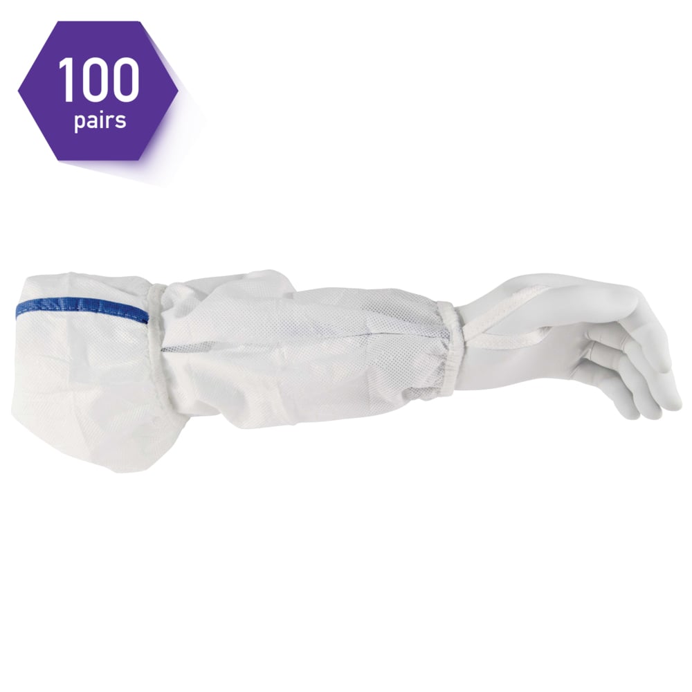 Protège-manche stérile Kimtech A5 (36077), 18 po, bride de pouce, technologie Clean-Don, blanc, 100 paires/200 chaque/caisse - 36077