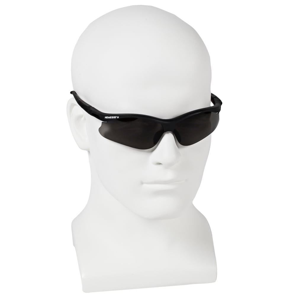 KleenGuard™ Nemesis™ Small Safety Glasses (38476), Smoke Lenses, Black Frame, Unisex for Men and Women (Qty 12) - 38476