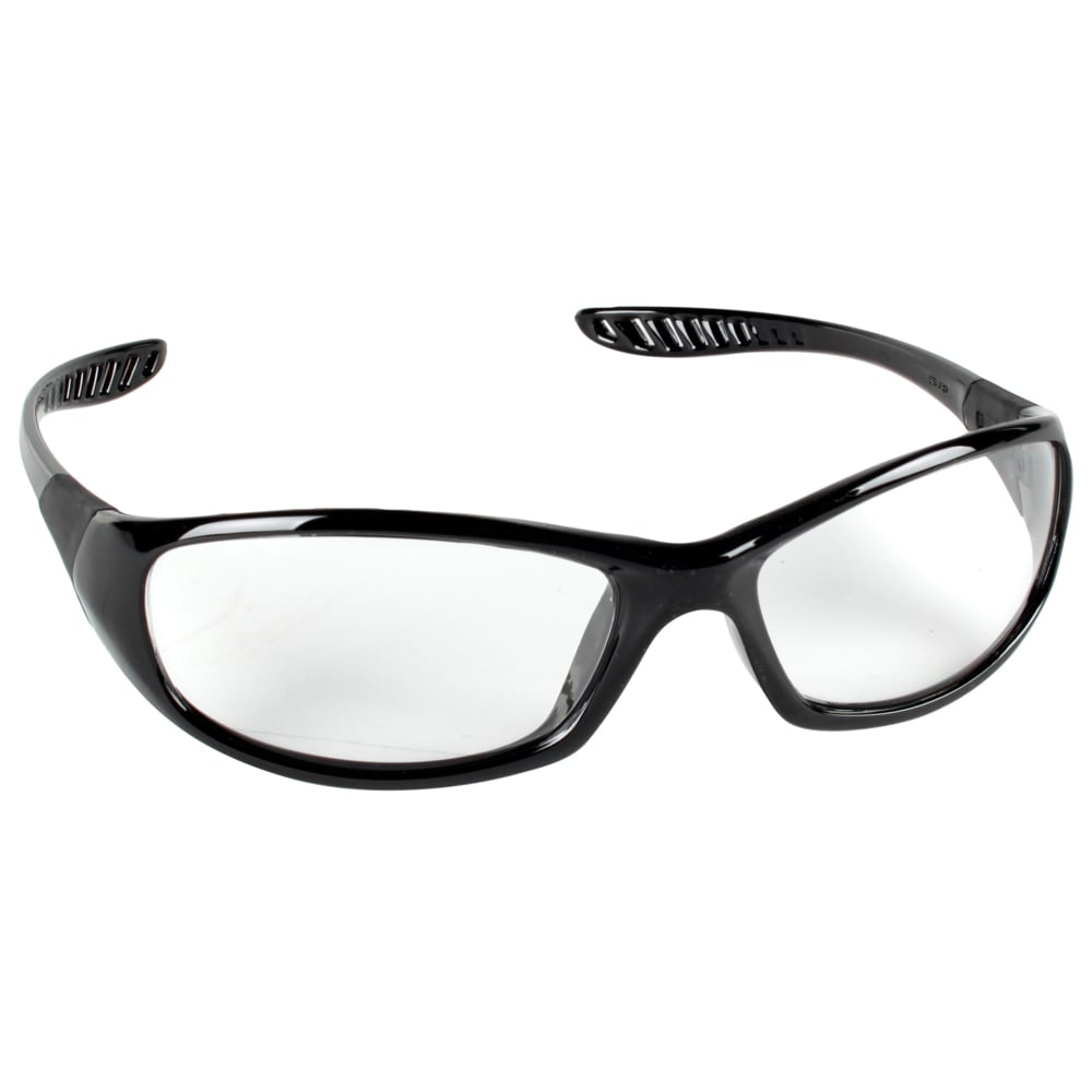 KleenGuard™ V40 Hellraiser™ Safety Glasses (20539), Clear Lenses, Black Frame, Unisex for Men and Women (Qty 12) - 20539