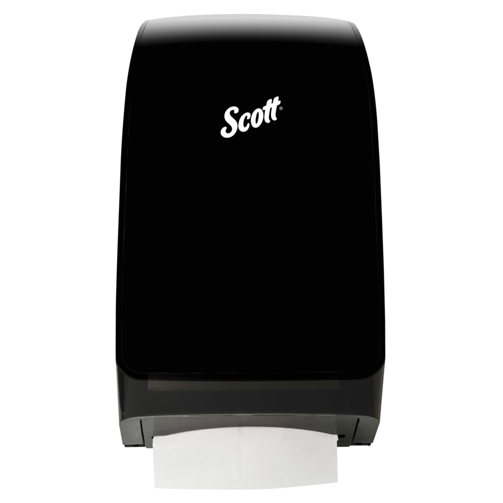 Distributrice pour essuie-mains pliés Scottfold de Scott (39711), 10,6 po x 18,79 po x 5,48 po, distributeur d’essuie-mains moderne, noire - 39711