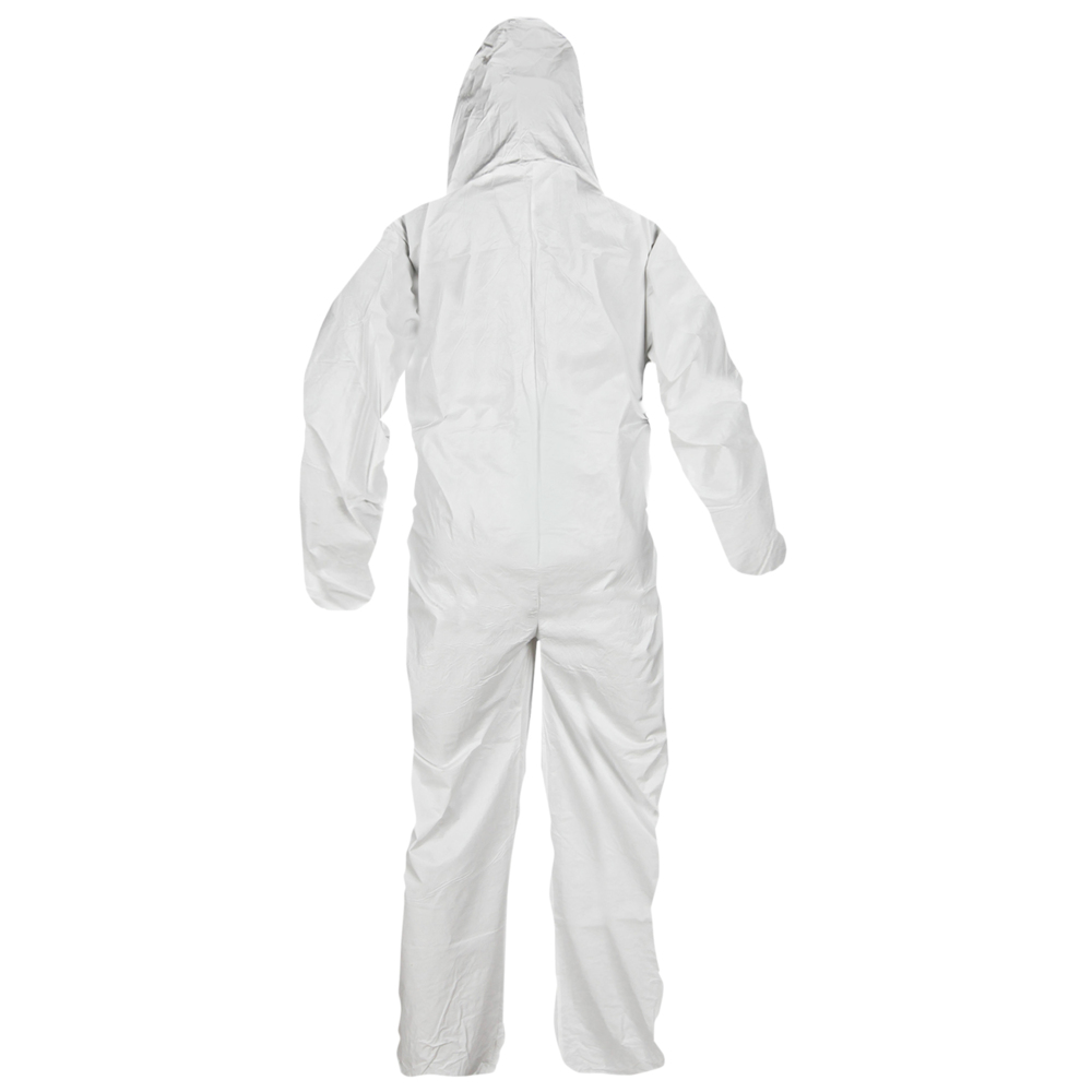 KleenGuard™ A40 Liquid & Particle Protection Coveralls (44323), Zipper Front, Elastic Wrists, Ankles & Hood, White, Large (Qty 25) - 44323