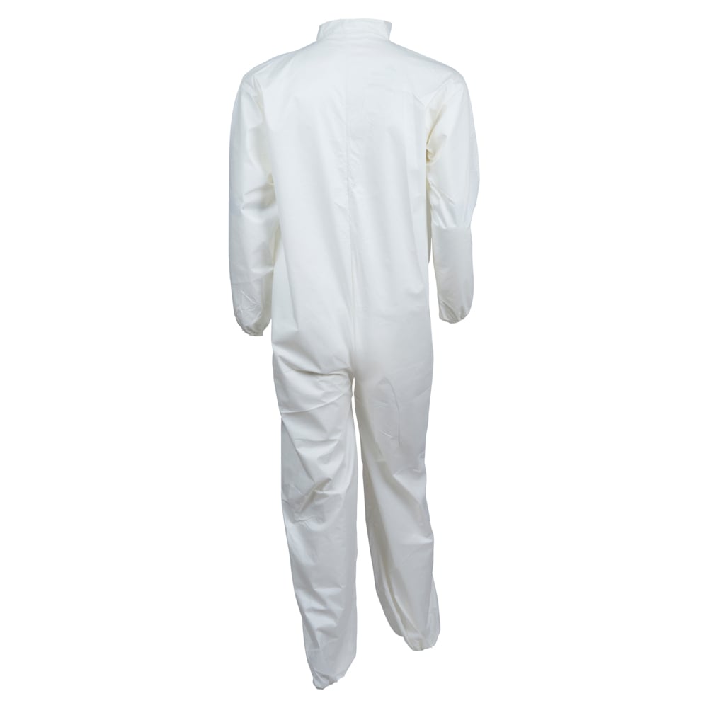 KleenGuard™ A40 Liquid & Particle Protection Coveralls (44317), Zipper Front, Elastic Wrists & Ankles, White, 4XL (Qty 25) - 44317