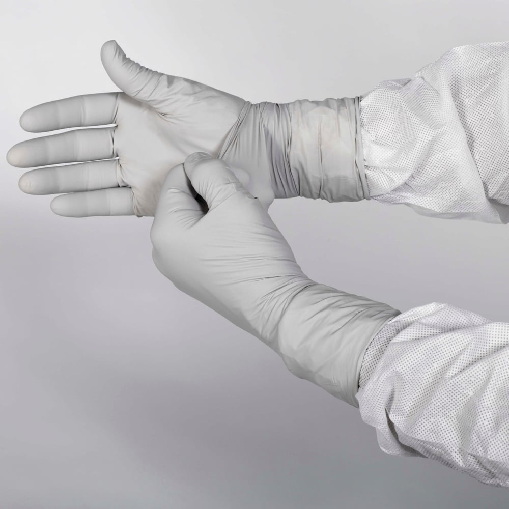 Kimtech™ G3 Sterile Sterling™ Nitrile Gloves (11828), 4 Mil, Cleanrooms, Hand Specific, 12”, Size 10, Gray, 300 Pairs / Case - 11828