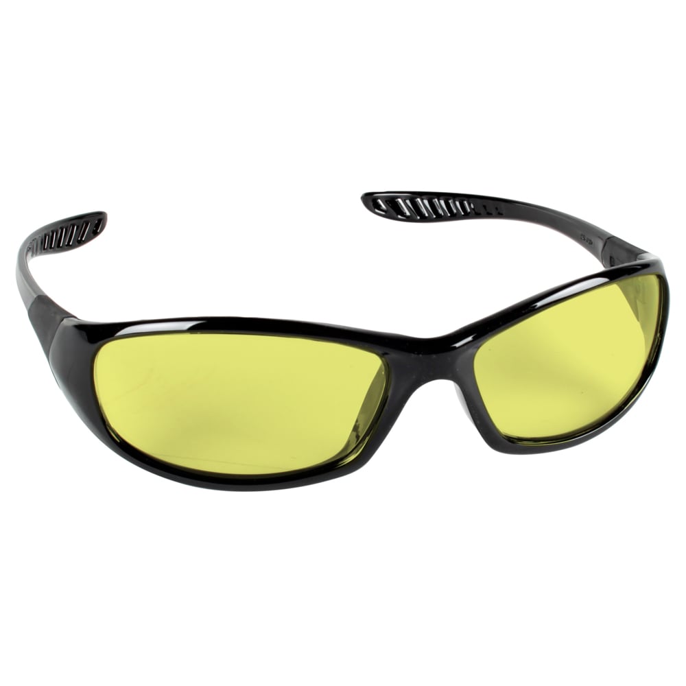 KleenGuard™ V40 Hellraiser™ Safety Glasses (20541), Amber (Yellow) Lenses, Black Frame, Unisex for Men and Women (Qty 12) - 20541