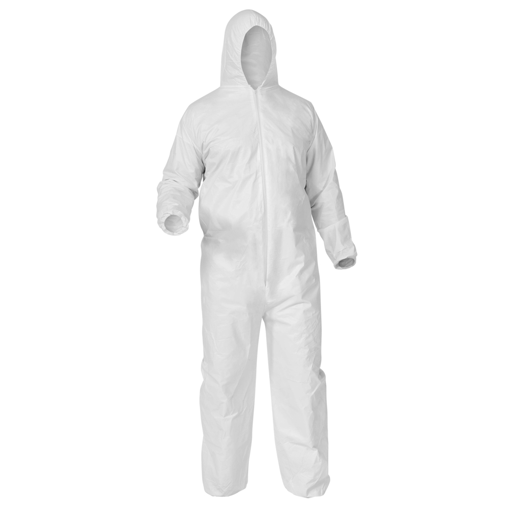 KleenGuard™ KGA35 Disposable Coveralls (38937), Liquid and Particle Protection, Hooded, White, Medium (Qty 25) - 38937