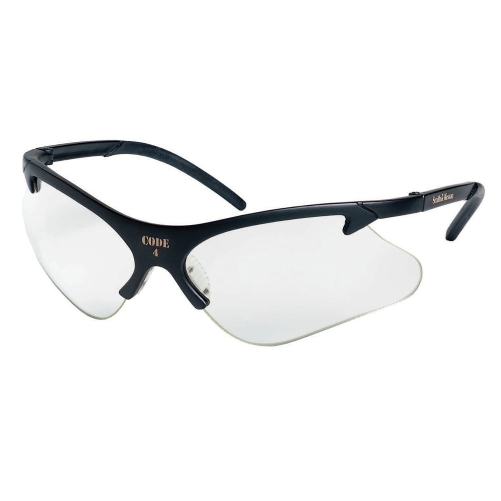 Smith & Wesson® Code 4 Safety Glasses (19833), Clear Lenses, Black Frame, Unisex for Men and Women (Qty 12) - 19833