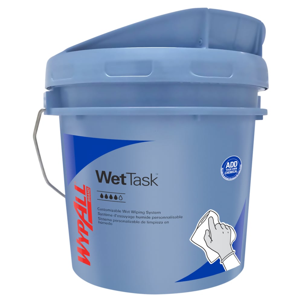 WypAll® WetTask™ Customizable Wet Wiping System Bucket (09361), Large 3.5 Gallon Buckets with Lids, Blue (2 Buckets/Case) - 09361