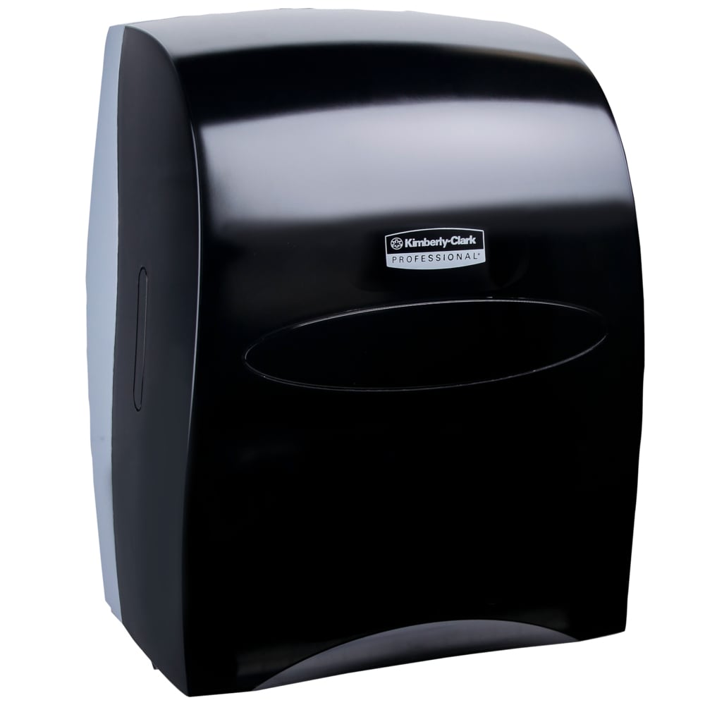 Distributrice d’essuie-mains en rouleaux durs grande capacité compatibles avec les produits Sanitouch (09996), manuelle sans contact, fumée/noire - 09996