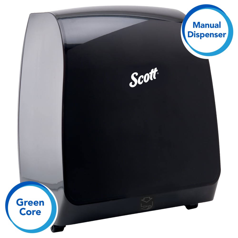 Scott® Pro Manual Hard Roll Towel Dispenser (29734), Black, for Green Core Scott® Pro Roll Towels, 12.66" x 16.44" x 9.18" (Qty 1) - 29734