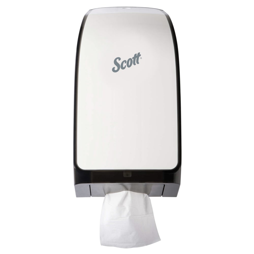 Distributrice de papier hygiénique Scott® (40407), blanche, compatible le papier hygiénique Scott® et Cottonelle®, 7,0 po x 5,725 po x 13,339 po (qté 1) - 40407