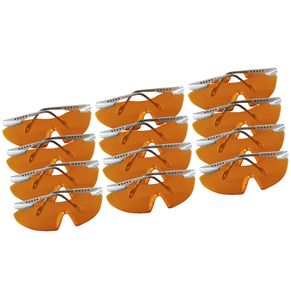 Smith & Wesson® Safety Glasses (19829), Magnum 3G Safety Eyewear, Orange Lenses with Platinum Frame, 12 Units / Case - 19829