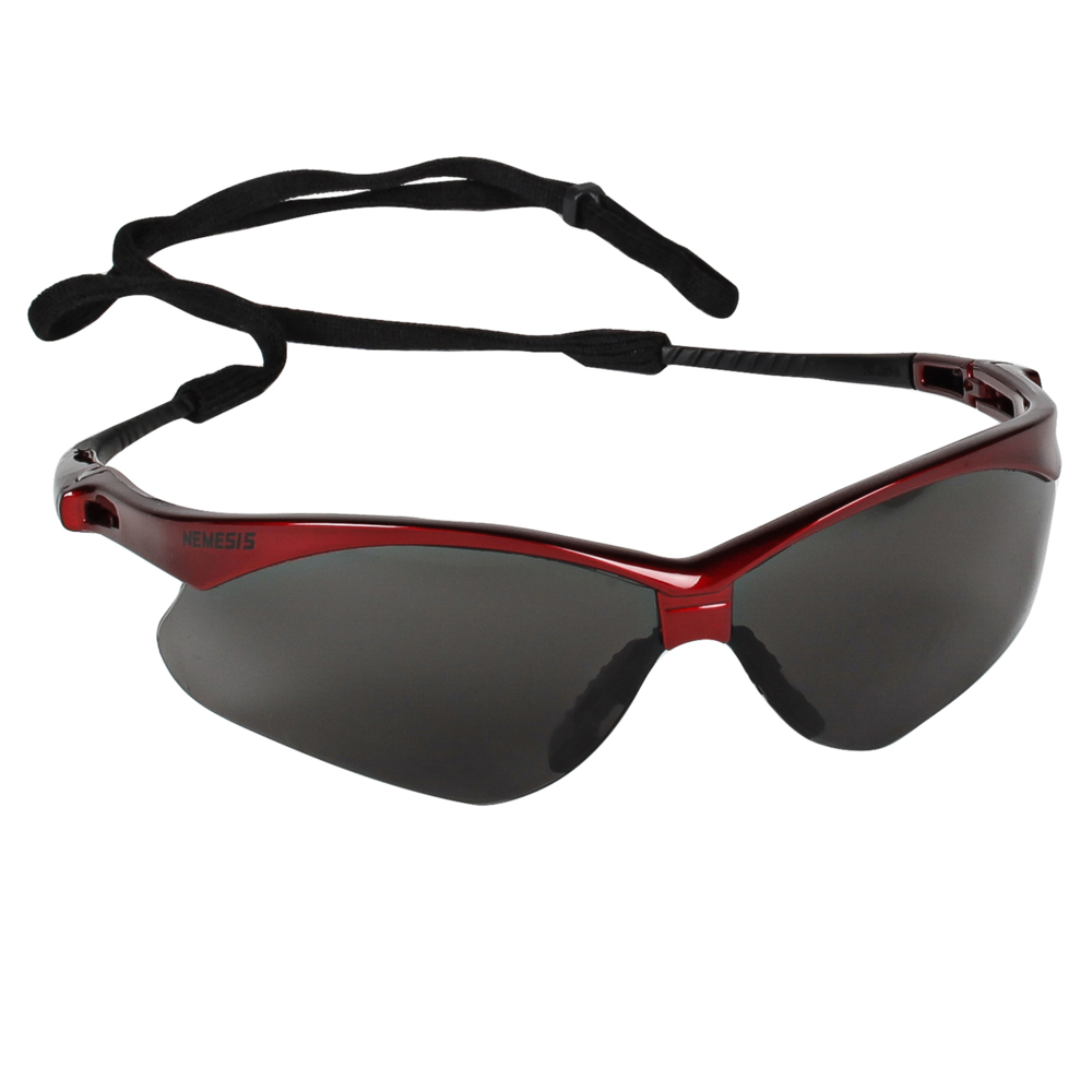 KleenGuard™ V30 Nemesis Safety Glasses (22611), Smoke Anti-Fog Lens, Red Frame, 12 Pairs / Case - 22611