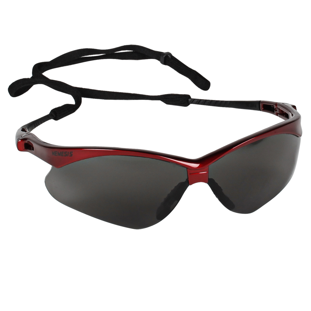 KleenGuard™ V30 Nemesis™ Safety Glasses (22611), Smoke Lenses with KleenVision™ Anti-Fog coating, Red Frame, Unisex Eyewear for Men and Women (12 Pairs/Case) - 22611