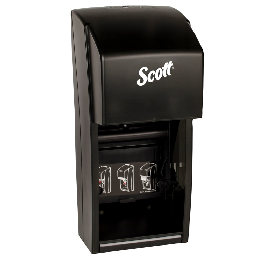 Scott® Vertical Single Roll Toilet Paper Dispenser (09021), Black, 6.0" x 13.6" x 6.6" (Qty 1) - 09021