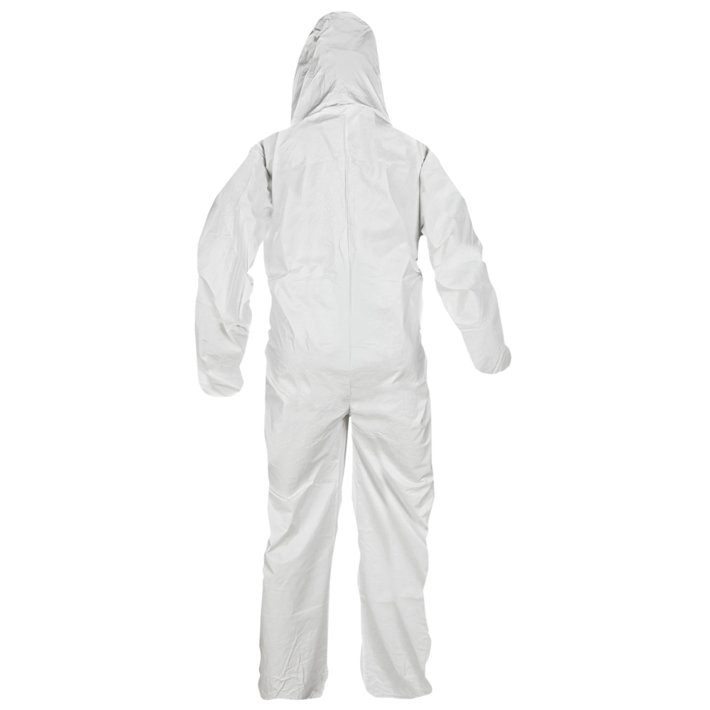 Combinaisons de protection contre les liquides et les particules KleenGuard™ A40 (27158), fermeture éclair à l’avant, bande élastique aux poignets, aux chevilles, avec capuchon, blanches, conception Reflex, 5TG (qté 25) - 27158