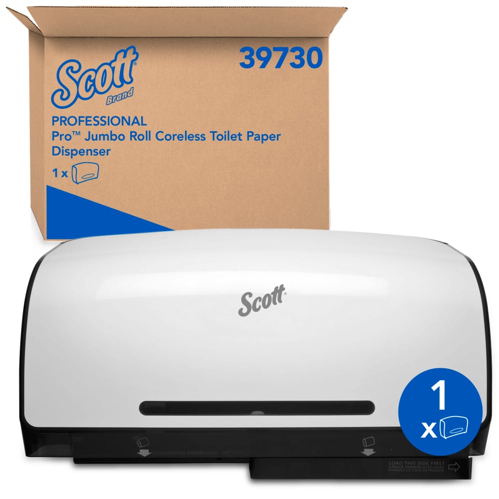 Scott® Pro Coreless Jumbo Roll Toilet Paper Dispenser (39730), Twin Roll, White, 20.25" x 6.25" x 11.60" (Qty 1) - 39730
