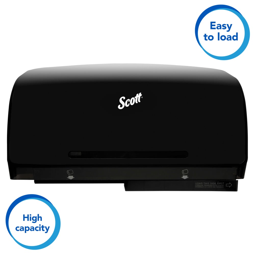 Scott® Pro Coreless Jumbo Roll Toilet Paper Dispenser (39731), Twin Roll, Black, 20.25" x 6.25" x 11.60" (Qty 1) - 39731