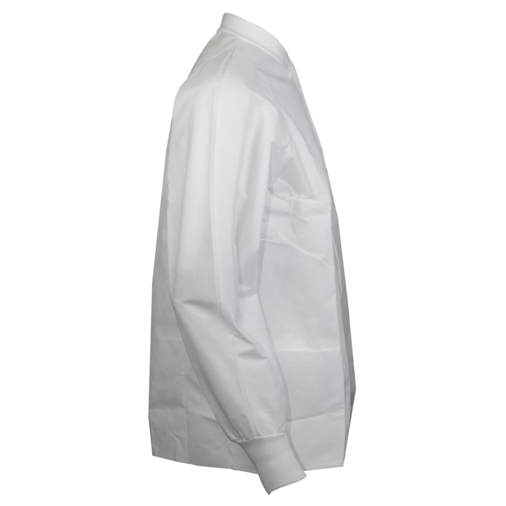 Kimtech™ A8 Certified Lab Jackets with Knit Cuffs and Collar + Extra Protection (10073), Protective 3-Layer SMS Fabric, Knit Collar, Unisex, White, XL, 25 / Case - 10073