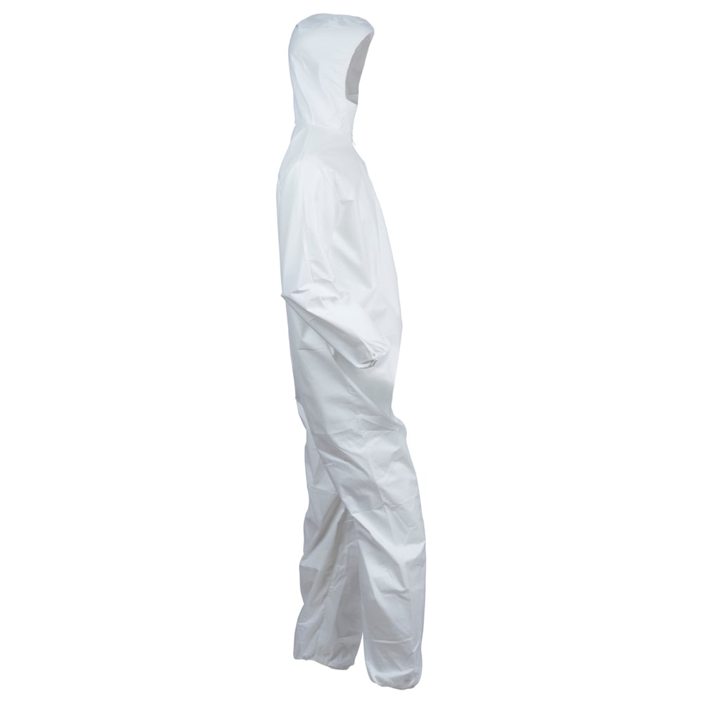 KleenGuard™ A40 Liquid & Particle Protection Coveralls (44324), Zipper Front, Elastic Wrists, Ankles & Hood, White, XL (Qty 25) - 44324