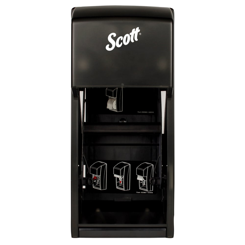 Scott® Vertical Single Roll Toilet Paper Dispenser (09021), Black, 6.0" x 13.6" x 6.6" (Qty 1) - 09021