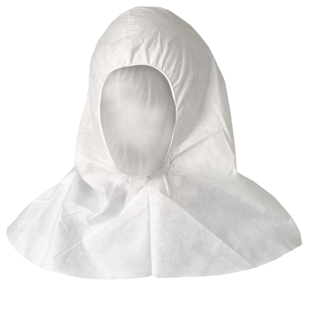 KleenGuard™ A20 Breathable Particle Protection Hoods (36890), Serged Seams, Elastic Face Seal, One Universal Size, White, 100 / Case - 36890