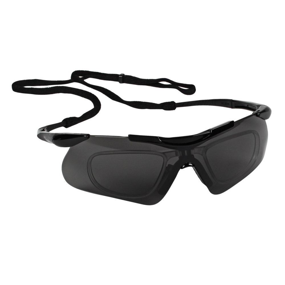 KleenGuard™ Nemesis™ with Inserts Safety Glasses (38505), with Anti-Fog Coating, Smoke Lenses, Black Frame, Unisex for Men and Women (Qty 12) - 38505