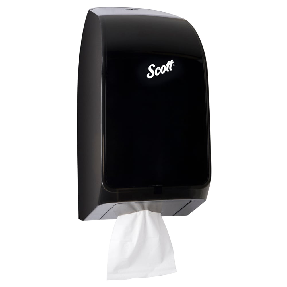Scott® Hygienic Bathroom Tissue Dispenser (39728), Black, compatible with Scott® & Cottonelle® Hygienic Bathroom Tissue, 7" x 5.7" x 13.3" (Qty 1)