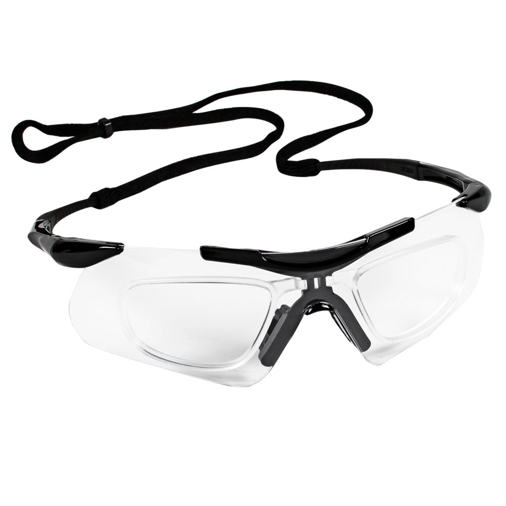 KleenGuard™ Nemesis™ with Inserts Safety Glasses (38503), with Anti-Fog Coating, Clear Lenses, Black Frame, Unisex for Men and Women (Qty 12) - 38503