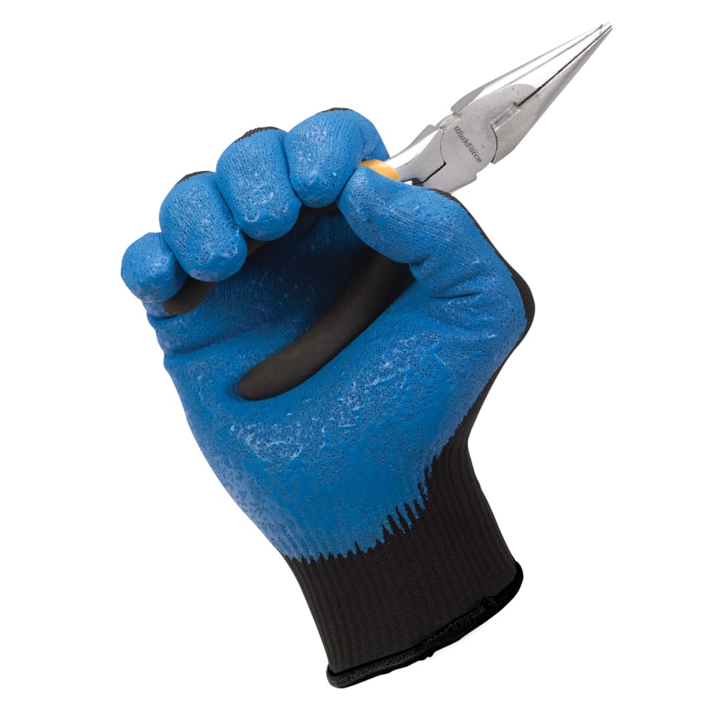 KleenGuard™ G40 Foam Nitrile Coated Gloves (40229), XXL (2XL), Abrasion Resistant Black & Blue Nitrile Grip Glove, 12 Pairs / Bag, 5 Bags / Case - 40229