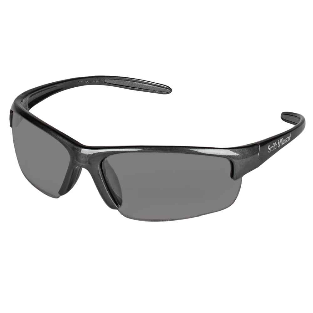 Smith & Wesson® Equalizer Safety Glasses (21297), with Anti-Fog Coating, Smoke Lenses, Gunmetal Frame, Unisex for Men and Women (Qty 12) - 21297