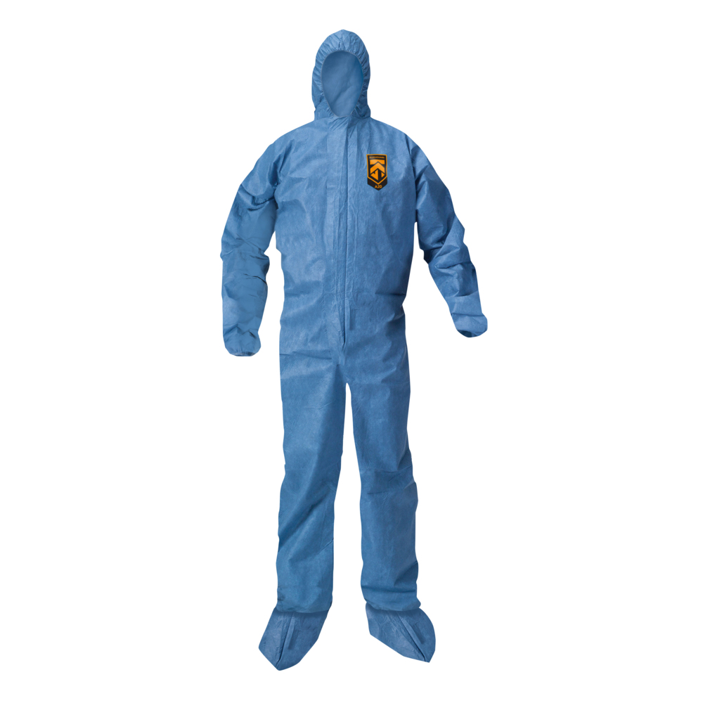 KleenGuard™ A20 Breathable Particle Protection Hooded Coveralls (30910), REFLEX Design, Zip Front, Hood, Boots, Blue, 5XL, 20 / Case - 30910