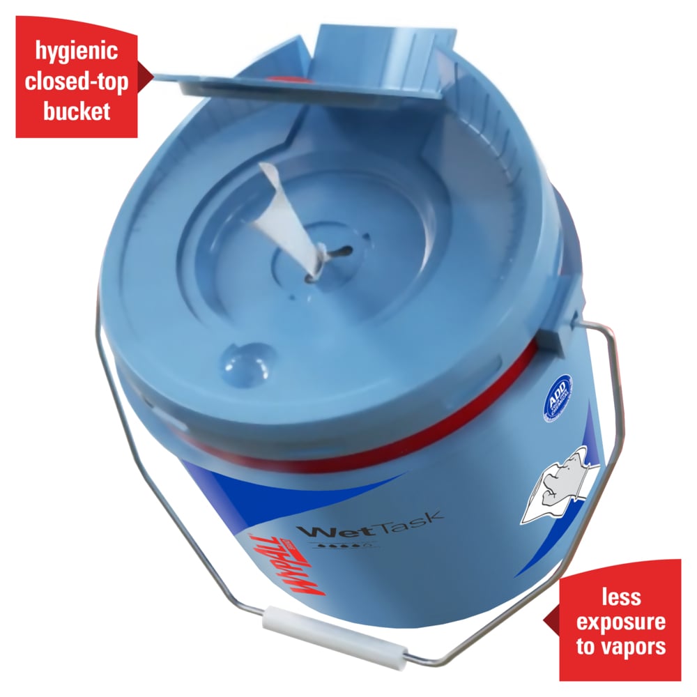 WypAll® WetTask™ Customizable Wet Wiping System Bucket (09361), Large 3.5 Gallon Buckets with Lids, Blue (2 Buckets/Case) - 09361