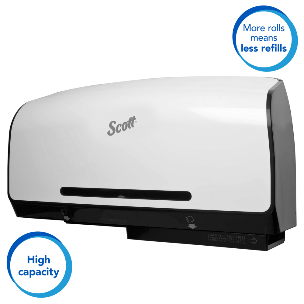 Scott® Pro Coreless Jumbo Roll Toilet Paper Dispenser (39730), Twin Roll, White, 20.25" x 6.25" x 11.60" (Qty 1) - 39730