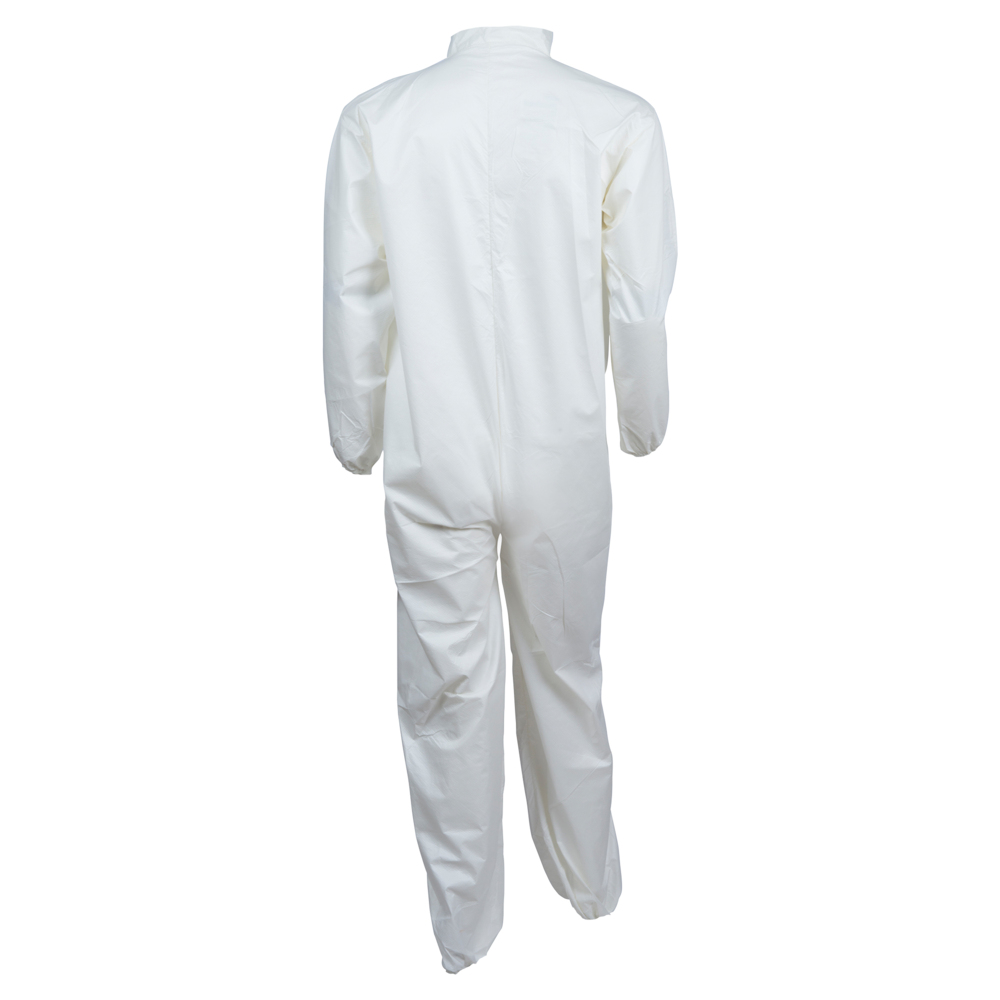 KleenGuard™ A40 Liquid & Particle Protection Coveralls (44312), Zipper Front, Elastic Wrists & Ankles, White, Medium (Qty 25) - 44312