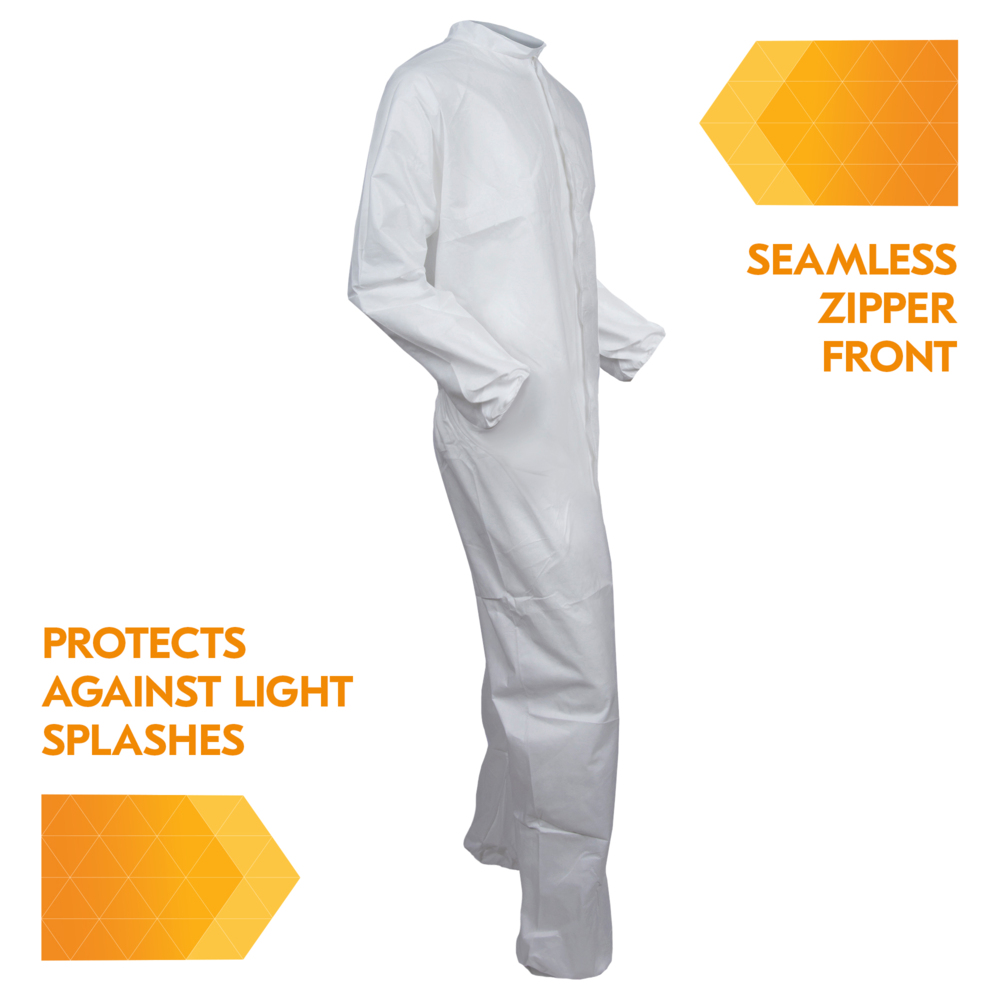 KleenGuard™ A30 Breathable Splash & Particle Protection Coveralls (35738), White, Small (Qty 25) - 35738