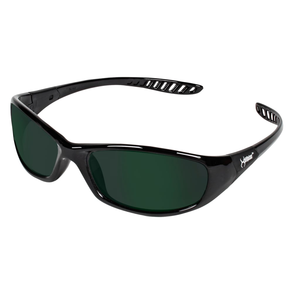 KleenGuard™ V40 Hellraiser™ Safety Glasses (20545), IRUV Shade 5.0 Lenses, Black Frame, Unisex for Men and Women (Qty 12) - 20545