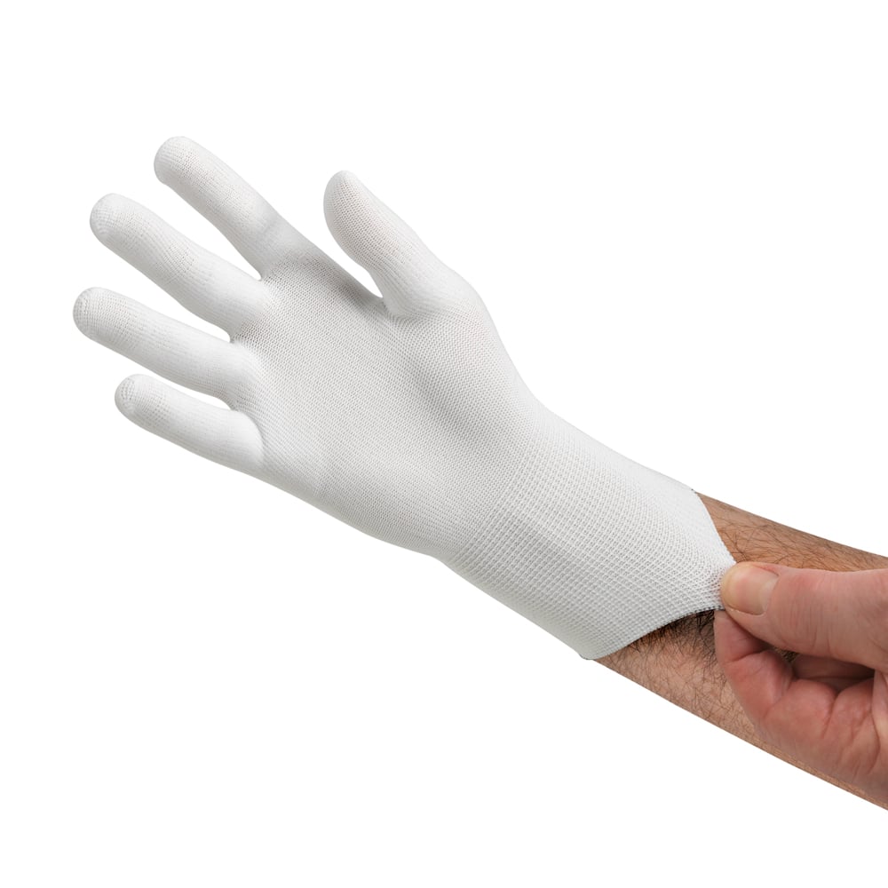 KleenGuard™ G35 Inspection Gloves (38719), Seamless, 100% Nylon Knit, Ambidextrous, White, Large, 120 Pairs / Case, 10 Bags of 12 Pairs - 38719