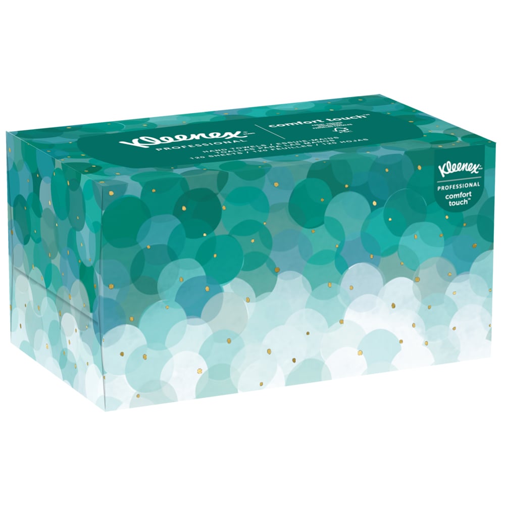 Essuie-mains Kleenex (11268) ultra-doux et absorbants, boîte Pop-Up, 18 boîtes/caisse, 70 essuie-mains/boîte, 1 260 feuilles/caisse - 11268